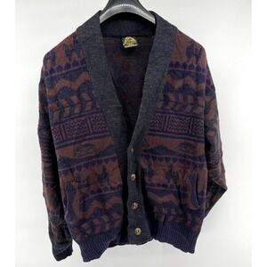 Tejidos Ruminahui Cardigan Sweater Mens XL Multicolor Wool Ecuadorian‎